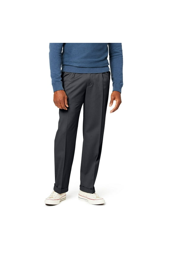 Men's Dockers® Relaxed Fit Comfort Stretch Pleated Cuffed Khaki Pants Color: Heather Gray Size: 38X30