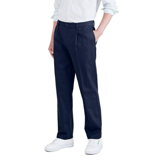 Men's Dockers Signature Iron Free Stain Defender Classic-Fit Khaki Pleated Pants Color: Navy Blazer Size: 32X30