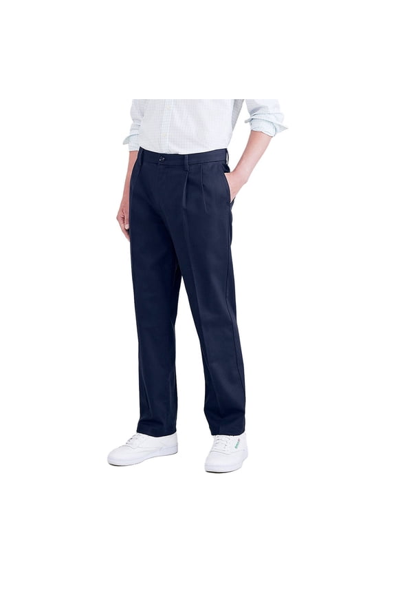 Men's Dockers Signature Iron Free Stain Defender Classic-Fit Khaki Pleated Pants Color: Navy Blazer Size: 40X30