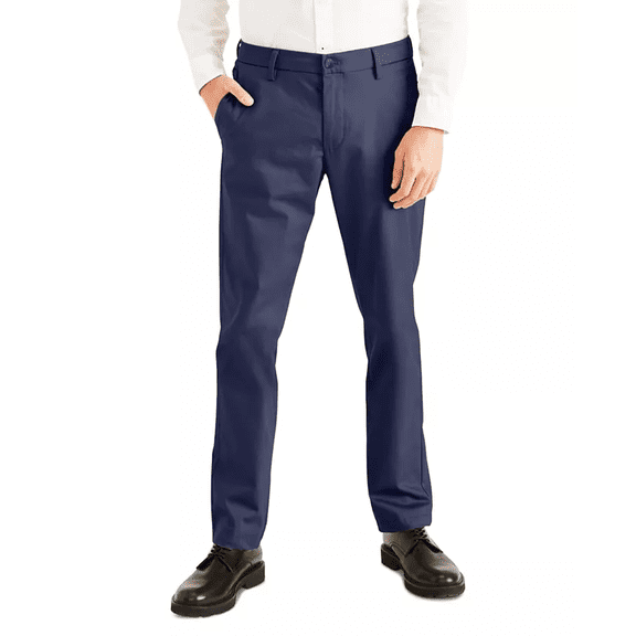 Dockers NAVY BLAZER Men's Signature Iron-Free Defender Khaki Pants, US 33x30