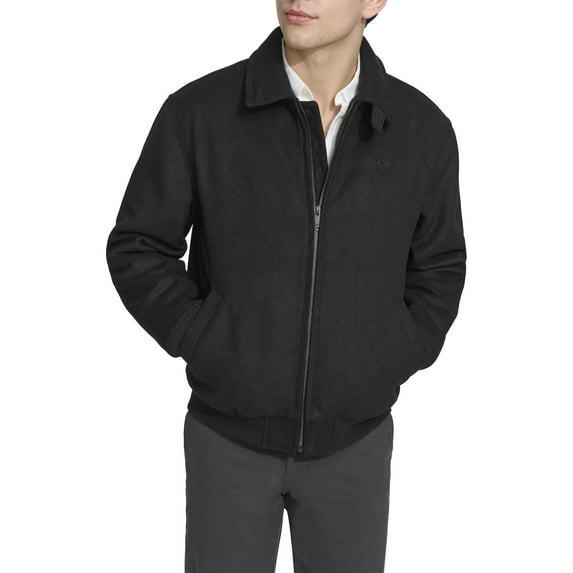 Men's Dockers® Wool Blend Bomber Jacket with Laydown Collar Color: Black Size: S