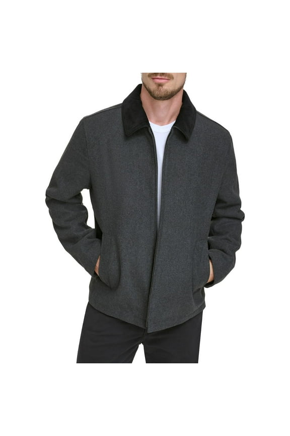Men's Dockers® Wool Blend Short Cord Collar Jacket Color: Charcoal Size: XXL