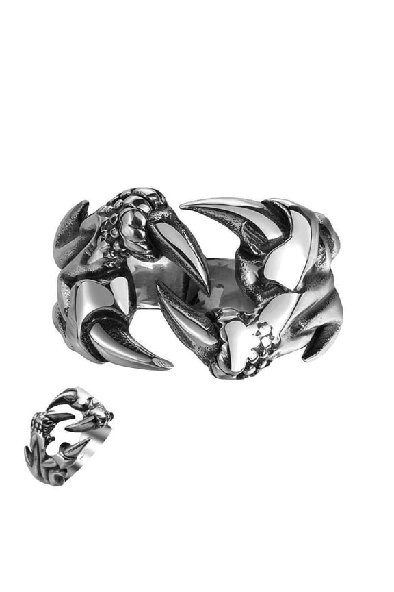 Men's Domineering Open Dragon Claw Ring Punk Chrome Jewelry Titanium Steel Dragon Claw Heart Party Rings For Men