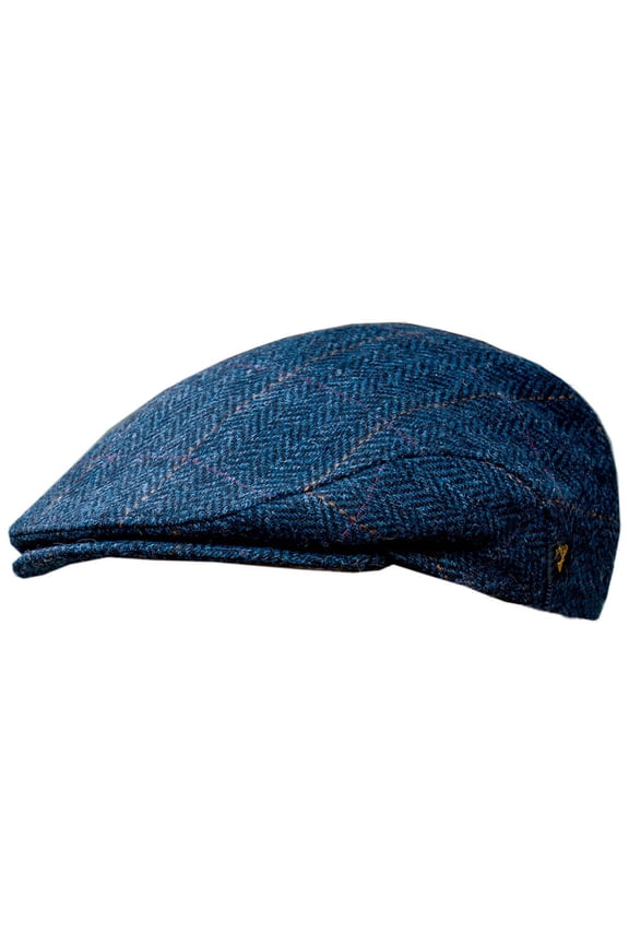 Men's Donegal Tweed Flat Cap - Traditional style, Modern fashion item - Blue, Large