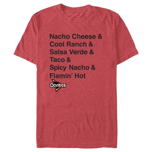 Men's Doritos Flavors Stack Graphic Tee Red Heather 2X Large