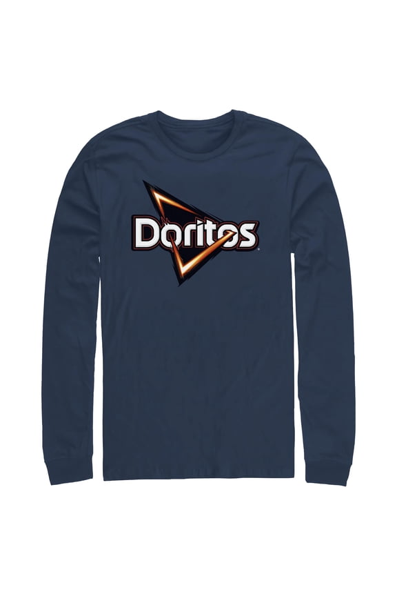 Men's Doritos Triangle Logo Long Sleeve Shirt Navy Blue X Large