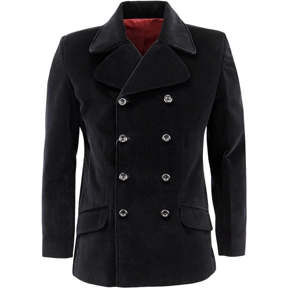 Men's Double Breasted Jacket Classic Wear Coat Black Velvet Jacket Dinner Party Wear Blazer 