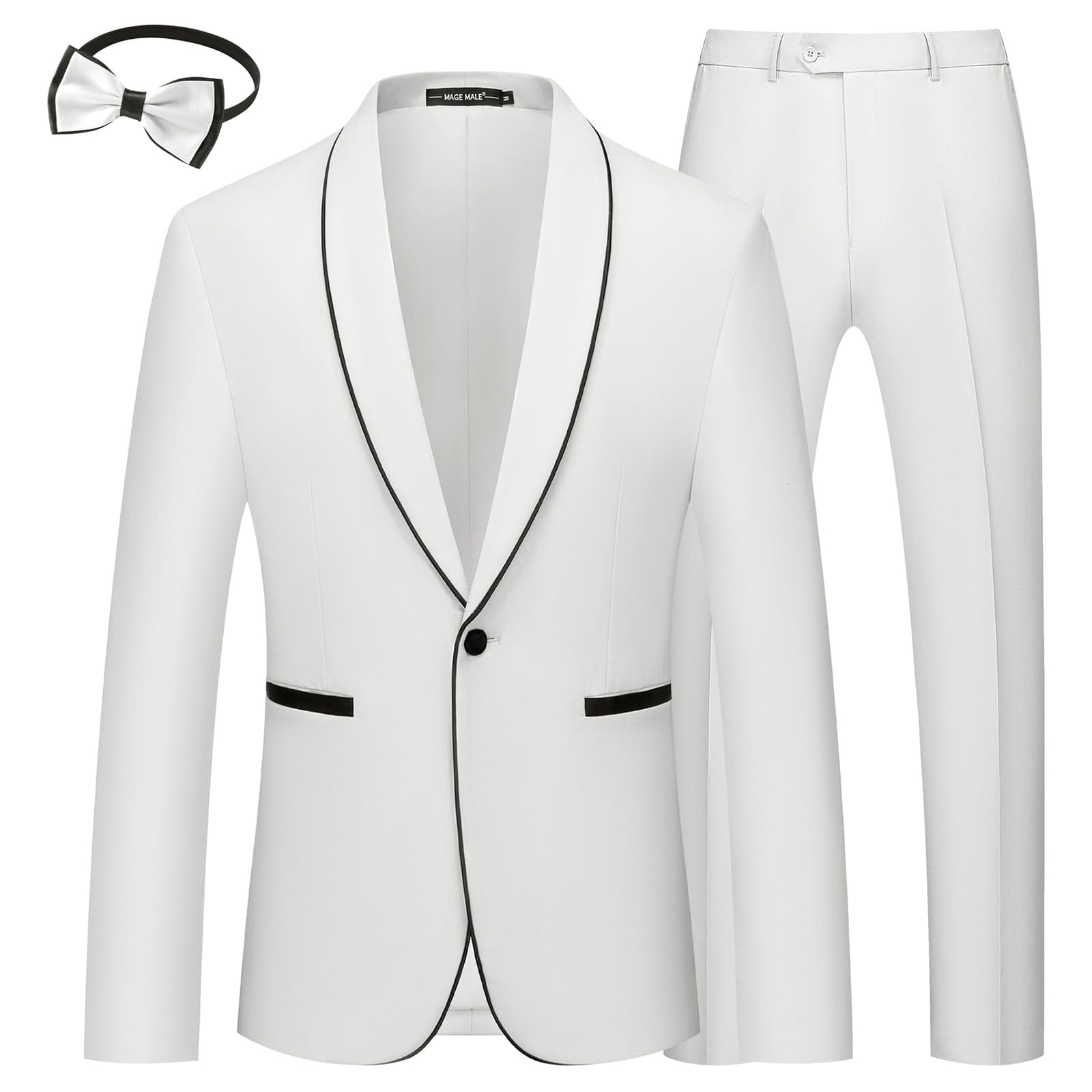 Men's 2 Piece  Two Buttons Side Vents Regular Fit Linen White Suit - Mens Linen Suit