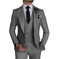 thumbnail image 1 of Men's Double Breasted Linen Suit 3 Piece Linen Suits Slim Fit Wedding Beach Casual Summer Linen Blazer Pants Suit Grey S, 1 of 7