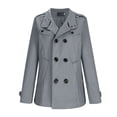 thumbnail image 1 of Men's Double Breasted Pea Coat Mid Long Fall Winter Notch Lapel Trench Wool Coat Outwear Jackets Big and Tall Size M-4XL Gray, 1 of 4