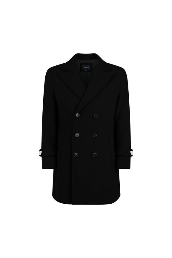 Men's Double Breasted Pea Coat Wool Blend Dress Jacket Peacoat