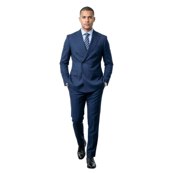 Men’s Double Breasted Peak Lapel 2 Piece Suit Set, Slim Fit Dress Suit