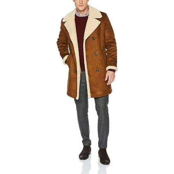 Men's Double Breasted Shearling Suede Leather Jacket SouthBeachLeather