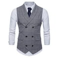 thumbnail image 1 of Men's Double Breasted Suit Vest Vintage Plaid Waistcoat Formal Business Slim Fit Sleeveless Tuxedo Jacket, 1 of 7