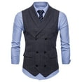 thumbnail image 1 of Men's Double Breasted Suit Vest Vintage Plaid Waistcoat Formal Business Slim Fit Sleeveless Tuxedo Jacket, 1 of 7
