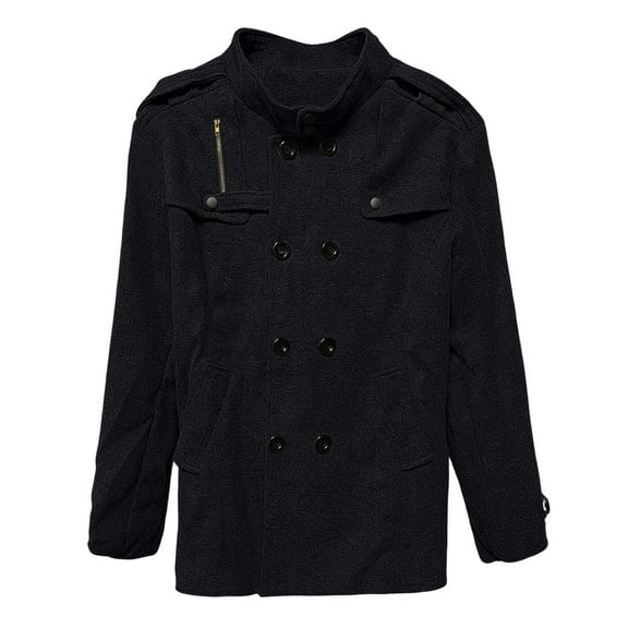 Men's Double Trench Coat Wool Blend Coat Plus Size Overcoat Business Casual Jacket Fall Winter Jackets