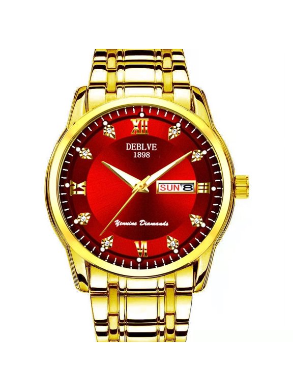Men's Double Calendar Watch, Fashionable Alloy Steel Belt, Waterproof and Luminous Wristwatch