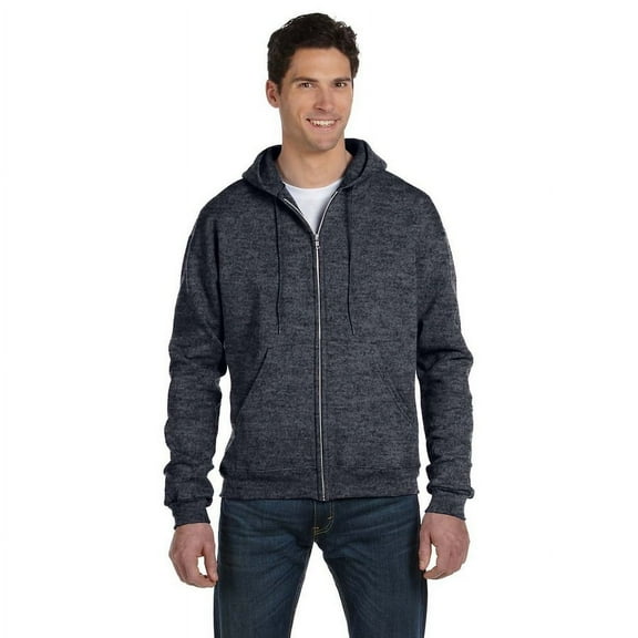 Men's Double Dry Action Fleece Full Zip Hood, Charcoal Heather - S
