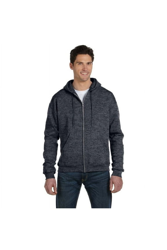 Men's Double Dry Action Fleece Full Zip Hood, Charcoal Heather - S