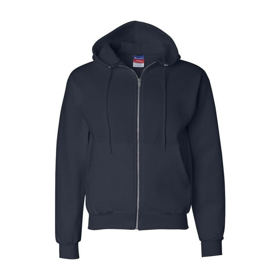 Men's Double Dry Action Fleece Full Zip Hood, Navy - L