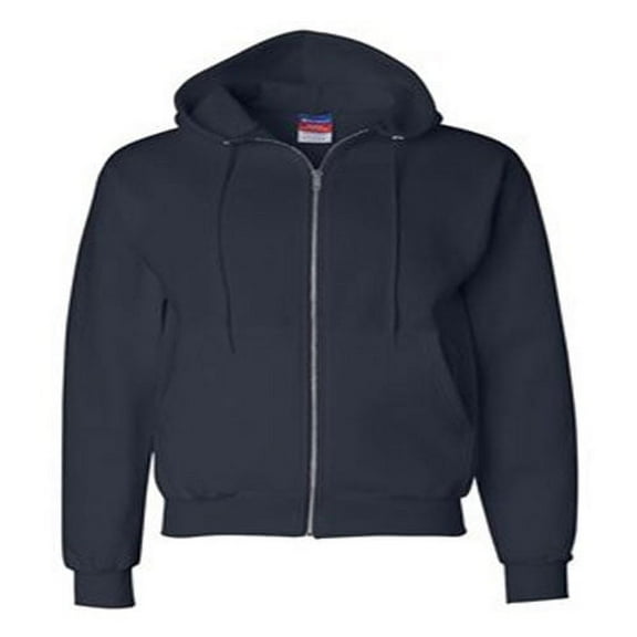 Men's Double Dry Action Fleece Full Zip Hood, Navy - M
