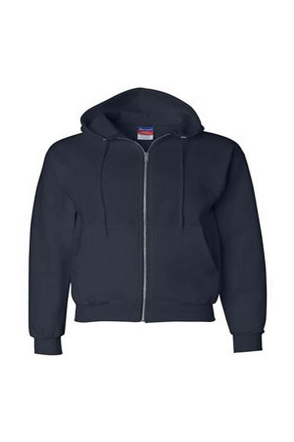 Men's Double Dry Action Fleece Full Zip Hood, Navy - M