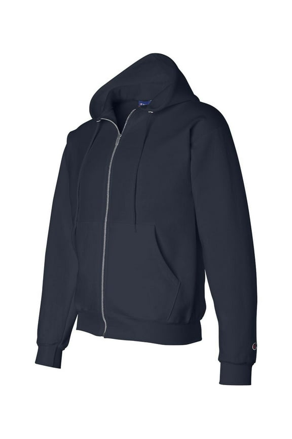 Men's Double Dry Action Fleece Full Zip Hood, Navy - XL