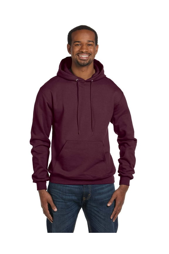 Men's Double Dry Action Fleece Pullover Hood, Maroon - 3XL