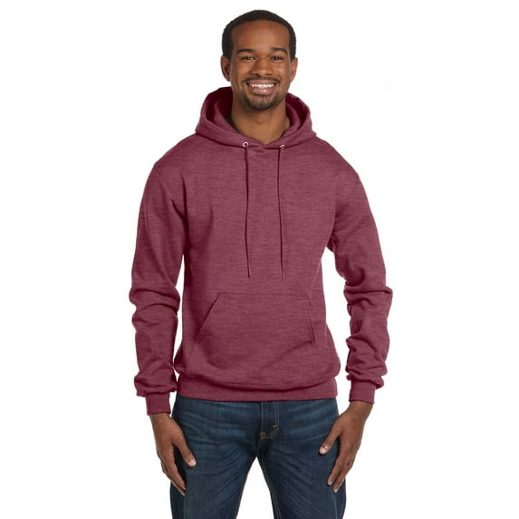 Men's Double Dry Action Fleece Pullover Hood, Maroon Heather - XL