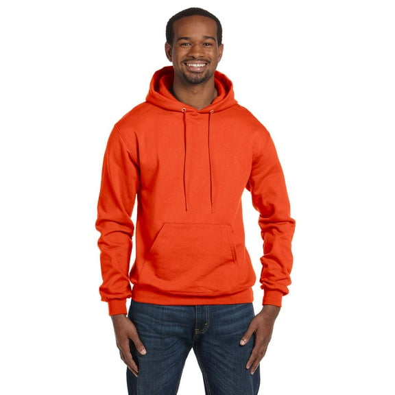 Men's Double Dry Action Fleece Pullover Hood, Orange - M