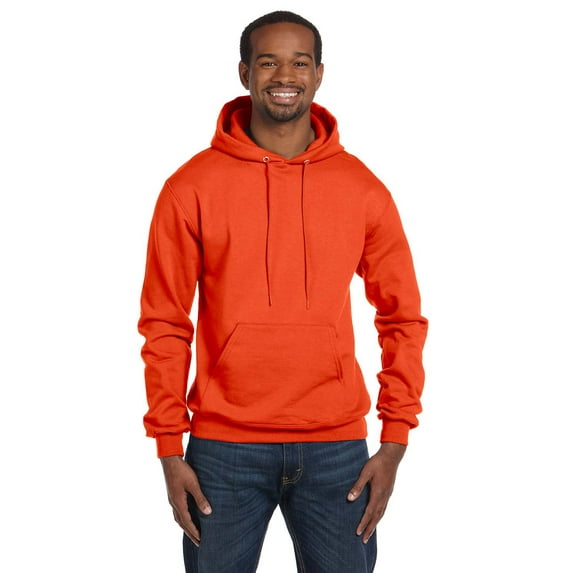 Men's Double Dry Action Fleece Pullover Hood, Orange - M
