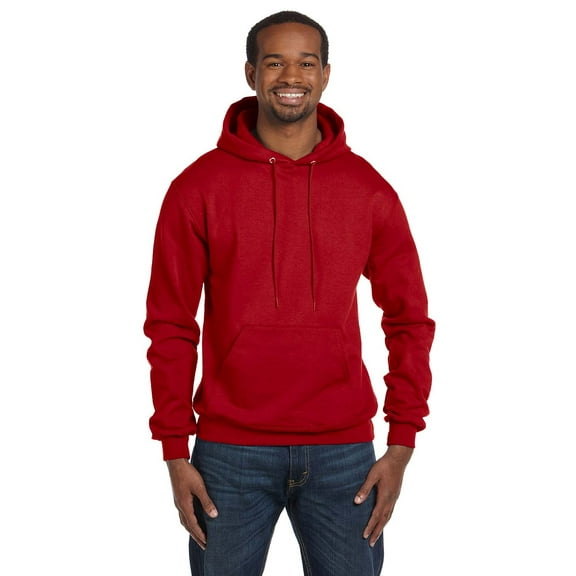 Men's Double Dry Action Fleece Pullover Hood, Scarlet - 2XL