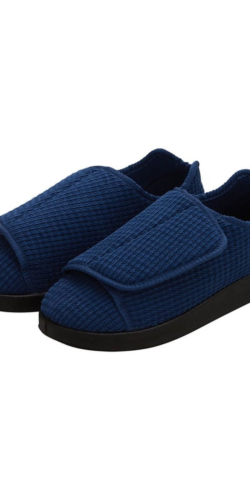 Men s Double Extra Wide Slip Resistant Slippers for Seniors 10 Navy Walmart