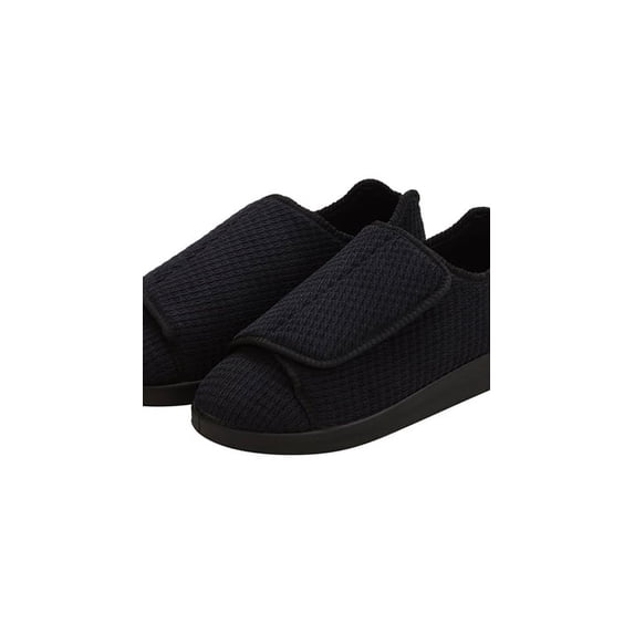 Men’s Double-Extra Wide Slip-Resistant Slippers for Seniors, 14, Black