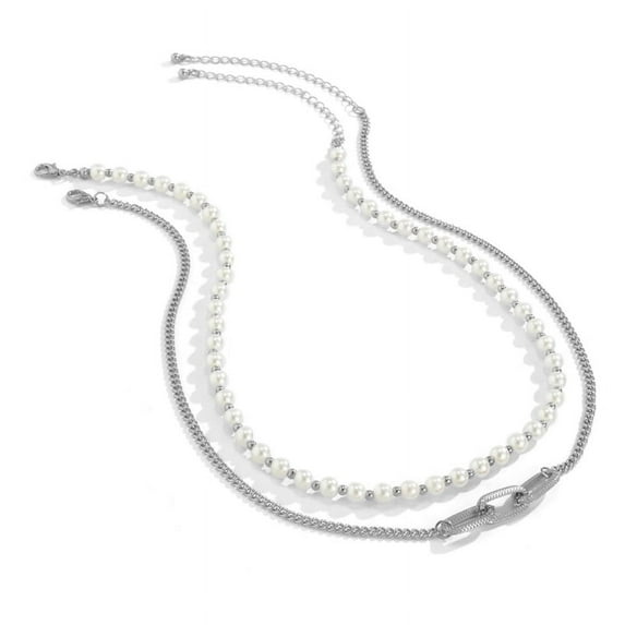 Men's Double Layer Necklace Necklace Collar Layering Men Necklace 2 Piece/set