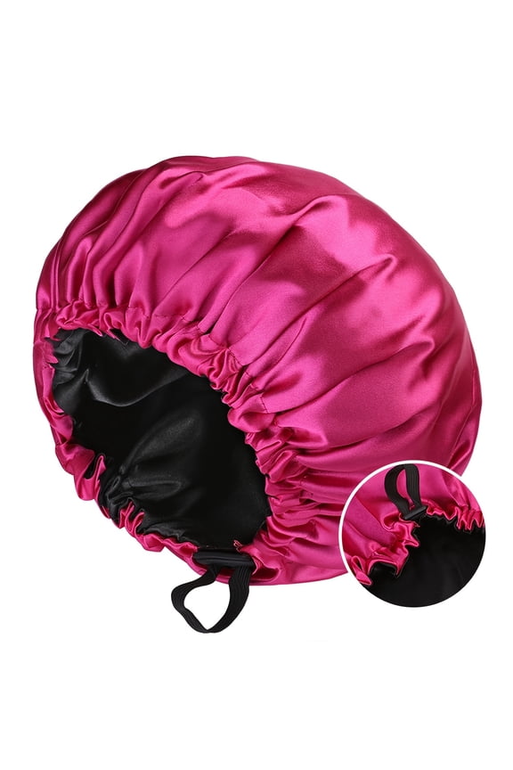 Men's Double-Layer Satin Sleep Cap with Adjustable Button Closure, Breathable Night Cap for Hair Protection