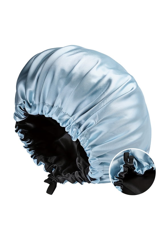 Men's Double-Layer Satin Sleep Cap with Adjustable Strap, Breathable & Soft Night Cap for Hair Protection