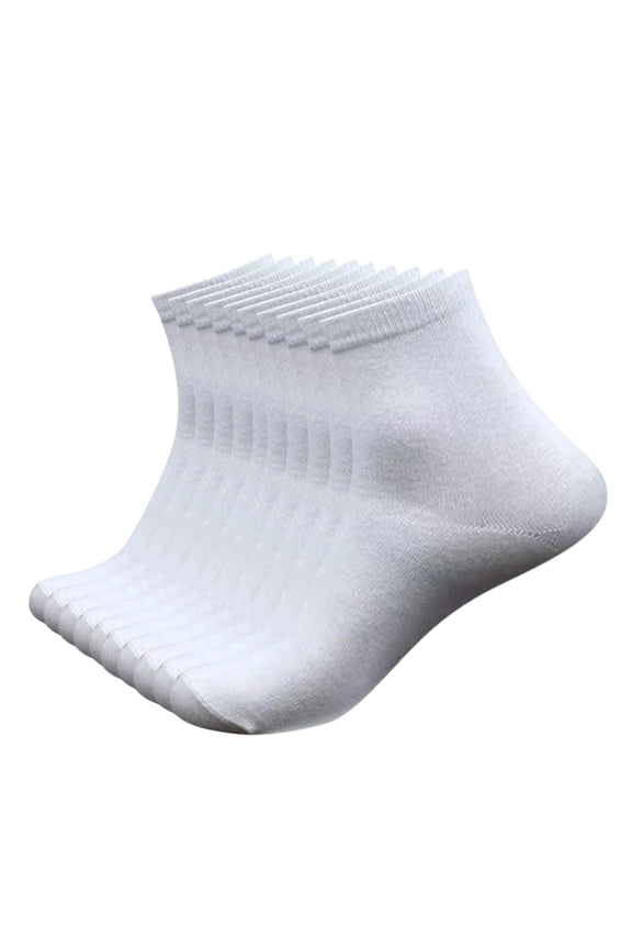 Men's Double Tough Cotton Socks Soft Moisture-wicking Socks 10-Pair Pack, White