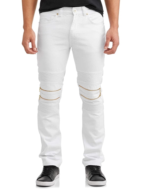 Men's Double Zip Moto Tapered Pants with Zipper Design