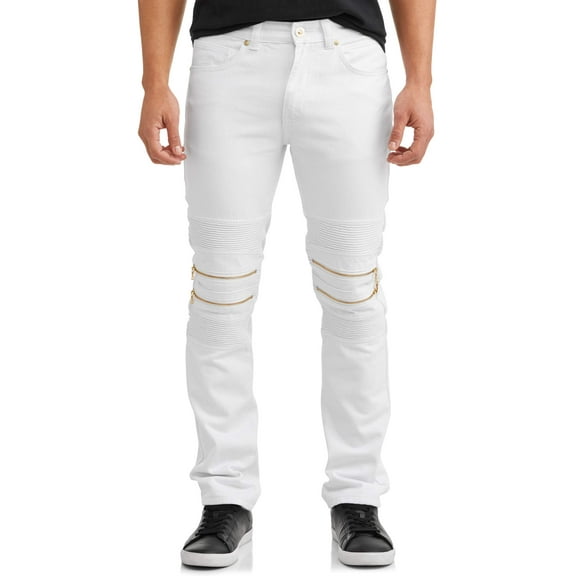 Men's Double Zip Moto Tapered Pants with Zipper Design