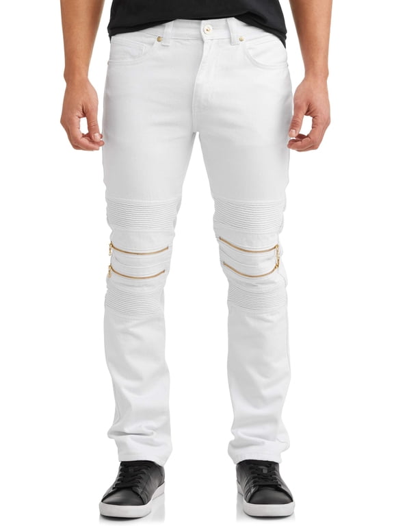 Men's Double Zip Moto Tapered Pants with Zipper Design