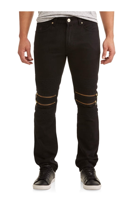 Men's Double Zip Moto Tapered Pants with Zipper Design