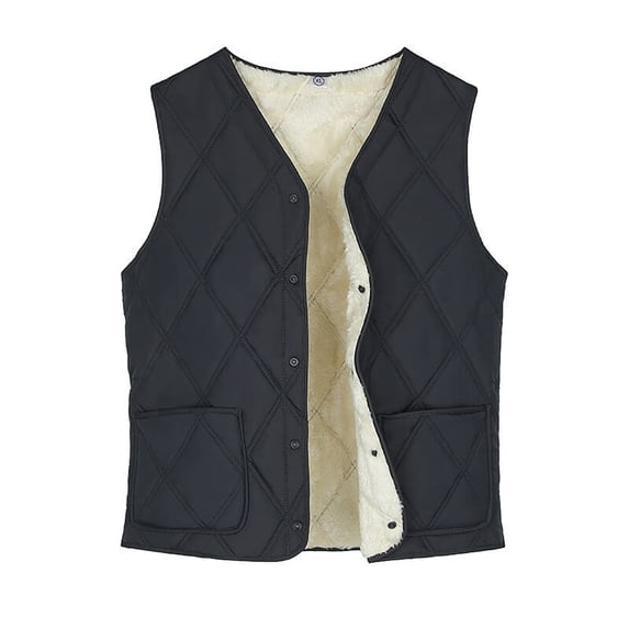 Men's Down Cotton Vest Pockets Quilted Vest