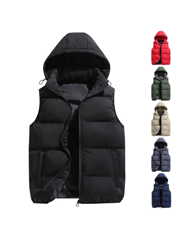 Men's Down-Filled Vest Winter Insulated Outdoor Vest Thickened Sleeveless Jacket - Warm for Cold Weather Layering, Hiking, and Holiday Adventures,Red,2XL