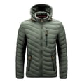 thumbnail image 1 of Men's Down Jackets Casual Winter Warm Zip Up Long Sleeve Puffer Coat Parka Padded Outwear Solid Color Relaxed Fit Winter Jackets for Men Army Green L, 1 of 6