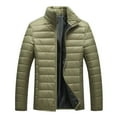 thumbnail image 1 of Men's Down Jackets Fall Winter Coat Jacket Cotton Stand Zipper Warm Winter Thick Long Sleeve Zipper Pocket Coat Jacket Men's Jackets Green XXXL, 1 of 8