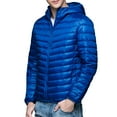 thumbnail image 1 of Men's Down Jackets Fall Winter Warm Zip Up Puffer Jacket Solid Color Padded Down Jacket Casual Thicken Relaxed Fit Mens Jackets Blue L, 1 of 8
