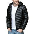 thumbnail image 1 of Men's Down Jackets Fall Winter Warm Zip Up Puffer Jacket Solid Color Padded Down Jacket Casual Thicken Relaxed Fit Mens Winter Jackets Black L, 1 of 9