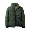 thumbnail image 1 of Men's Down Jackets Winter Warm Zip Up Long Sleeve Down Coat Solid Color Relaxed Fit Parka Padded Outwear Casual Fall Jackets for Men Green XXL, 1 of 3