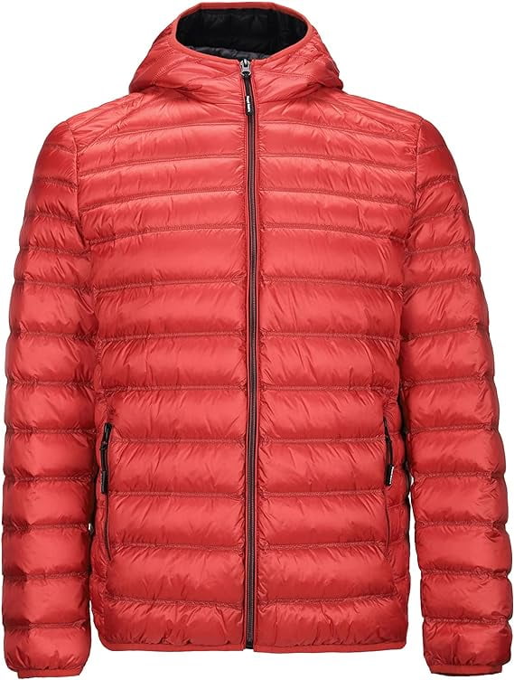 Men's Down Puffer Jacket Lightweight Hooded Packable Warm Winter Puffy